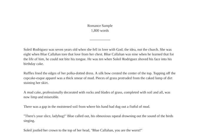 write a custom romance short story